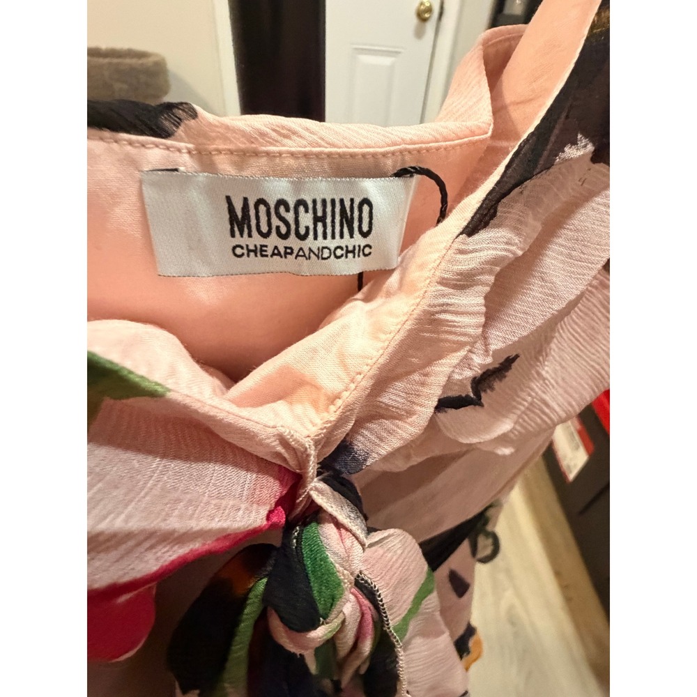 Moschino Cheap and Chic Pink Floral Silk Tiered Ruffle Dress USA 12 Sweetheart - Picture 2 of 8